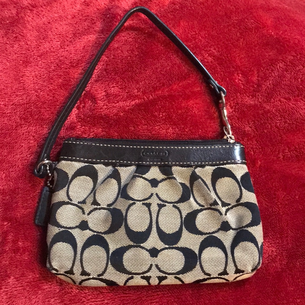 Authentic black and grey coach wristlet
